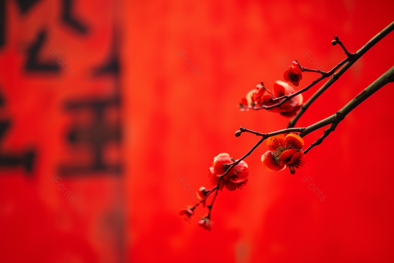 元旦春节新年福气背景红色梅花,高清,摄影图,摄影图片,图片大全,摄影图免费下载